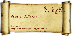 Vrana Áron névjegykártya